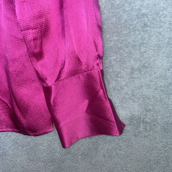 Chico's Shirt Womens Large Pink 100% Silk Blouse Button Up Classy Polished Chic - Picture 5 of 13